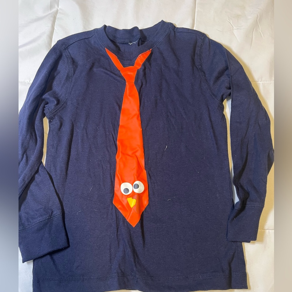 Gymboree boys thanksgiving turkey tie cotton long sleeve tee